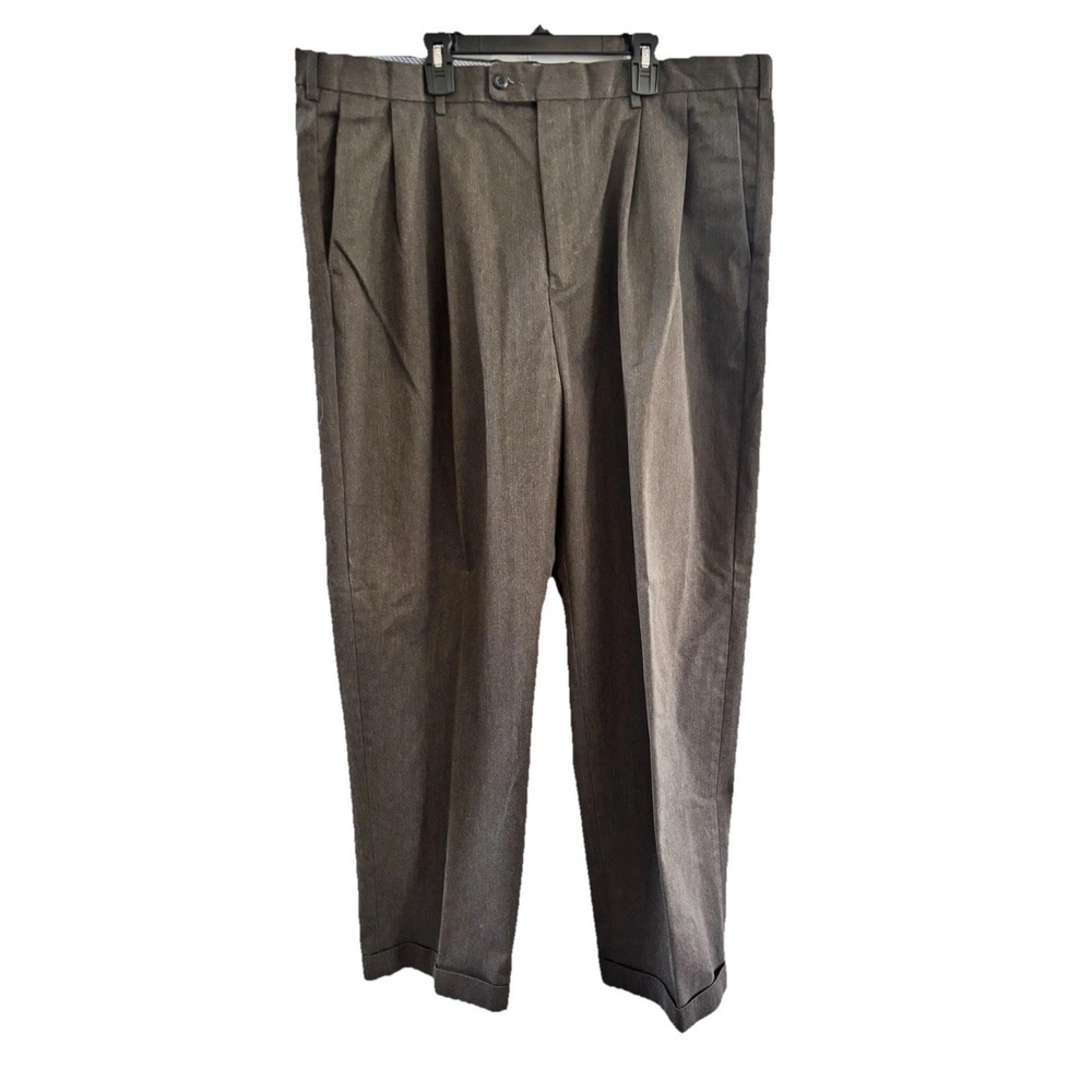 Axist‎ Pants Mens 40x31 Pleated Dress Trousers Brown Cuffed Straight Preppy